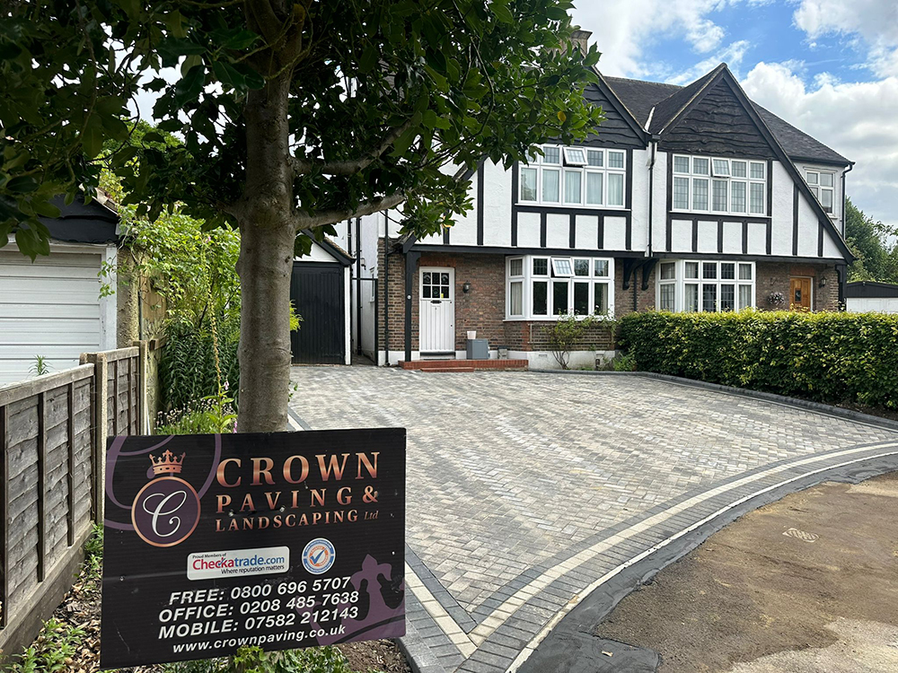 Grey block paving driveway in Caterham