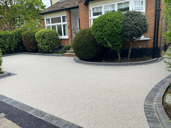 Grey resin driveway in Caterham